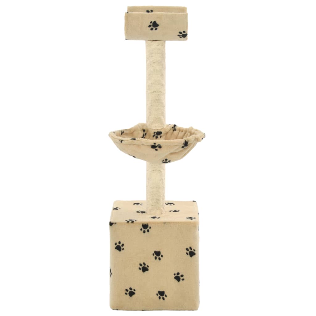 Cat Tree with Sisal Scratching Posts 105 cm Paw Prints Beige