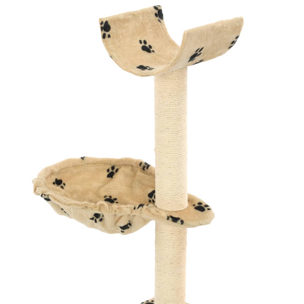 Cat Tree with Sisal Scratching Posts 105 cm Paw Prints Beige