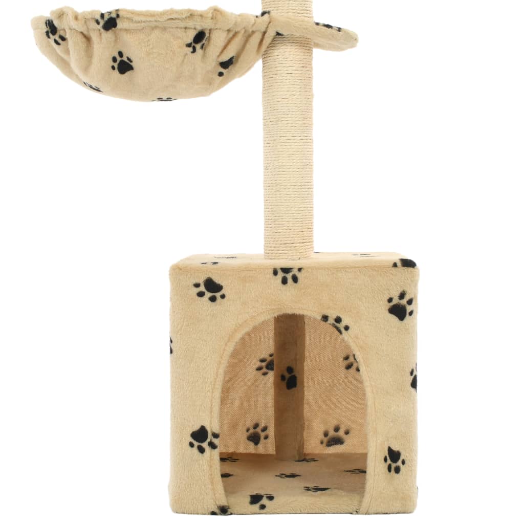 Cat Tree with Sisal Scratching Posts 105 cm Paw Prints Beige