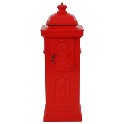 Pillar Letterbox Aluminium Vintage Style Rustproof Red