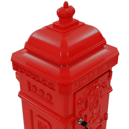 Pillar Letterbox Aluminium Vintage Style Rustproof Red