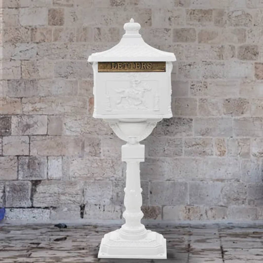 Pedestal Letterbox Aluminium Vintage Style Rustproof White