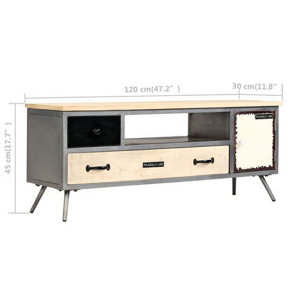 TV Cabinet Solid Mango Wood and Steel 120x30x45 cm