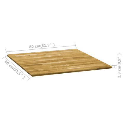 Table Top Solid Oak Wood Square 23 mm 80x80 cm