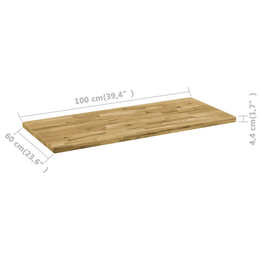 Table Top Solid Oak Wood Rectangular 44 mm 100x60 cm