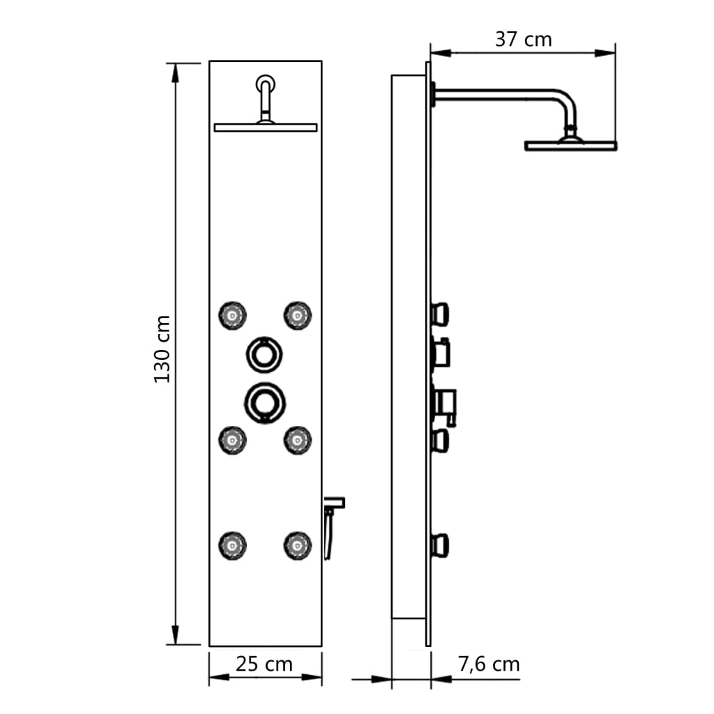 Shower Panel Unit Glass 25x44.6x130 cm White