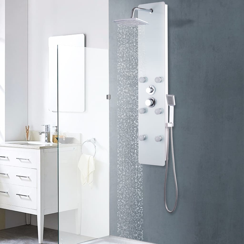 Shower Panel Unit Glass 25x44.6x130 cm White