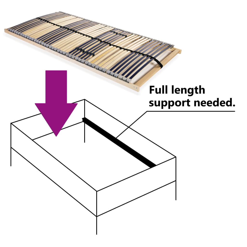 Slatted Bed Base without Mattress with 42 Slats 7 Zones 100x200 cm