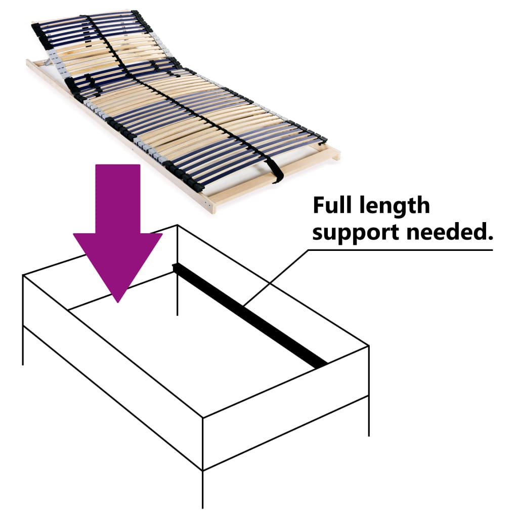 Slatted Bed Base with 42 Slats 7 Zones 80x200 cm