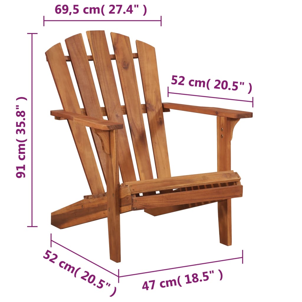 Garden Adirondack Chair Solid Acacia Wood