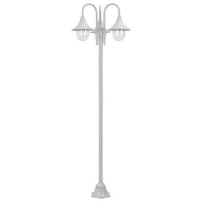 Garden Post Light E27 220 cm Aluminium 3-Lantern White