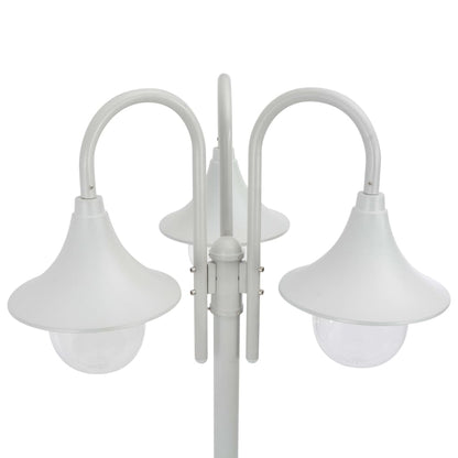 Garden Post Light E27 220 cm Aluminium 3-Lantern White