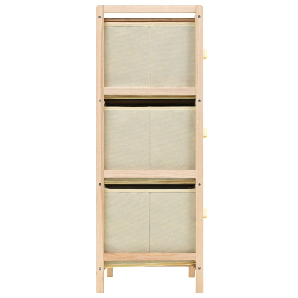 Storage Rack with 6 Fabric Baskets Cedar Wood Beige