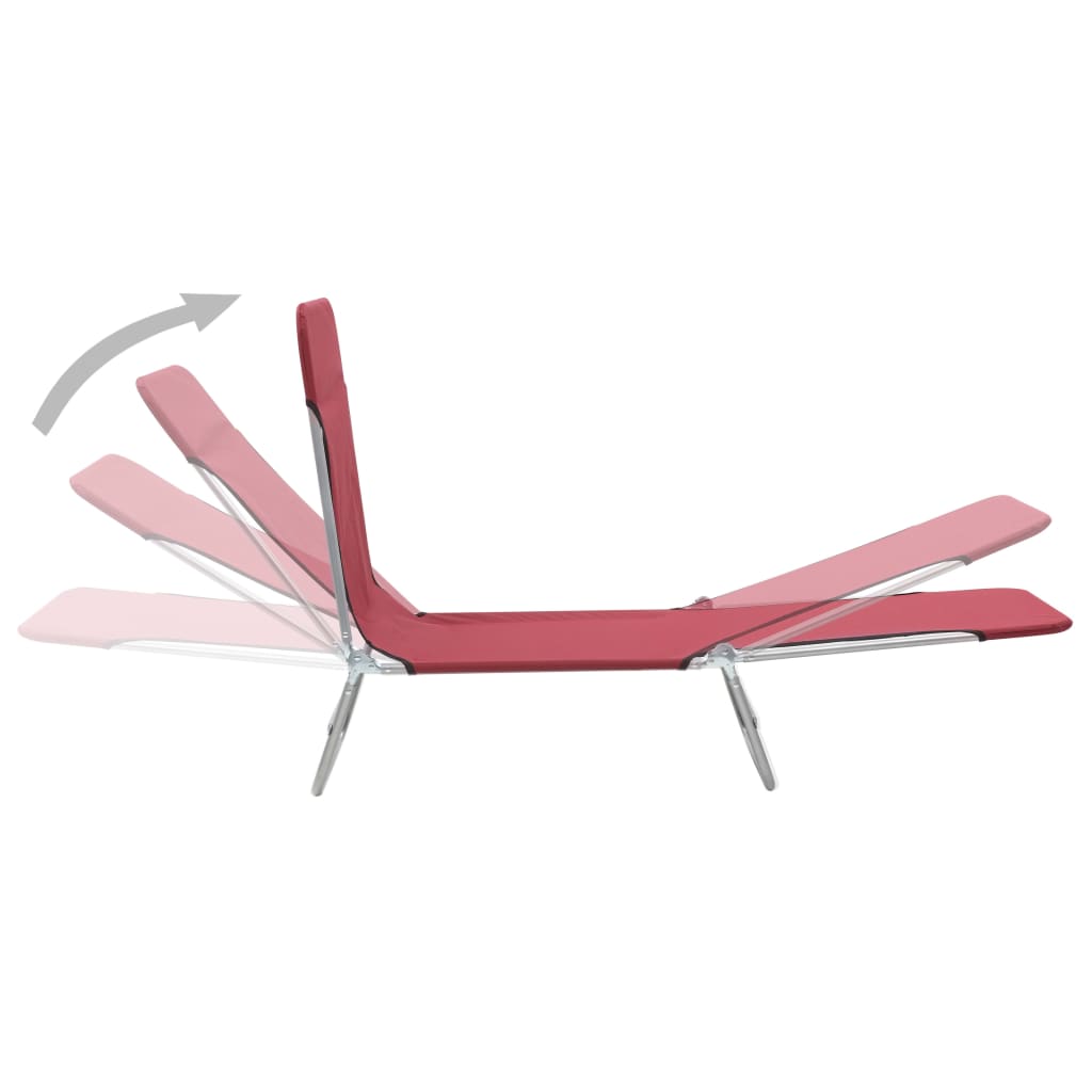 Folding Sun Loungers 2 pcs Steel and Fabric Red