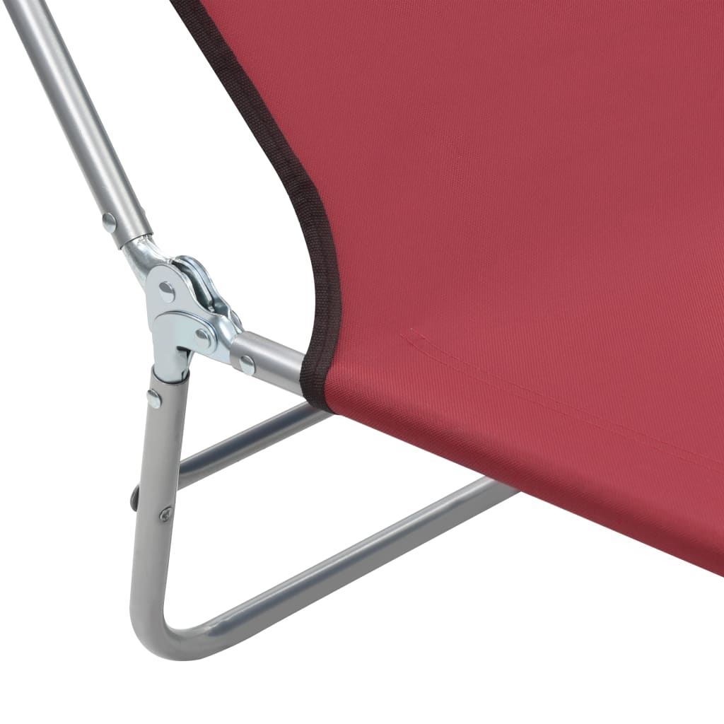 Folding Sun Loungers 2 pcs Steel and Fabric Red