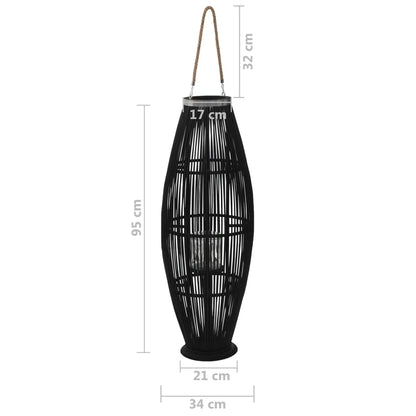 Hanging Candle Lantern Holder Bamboo Black 95 cm