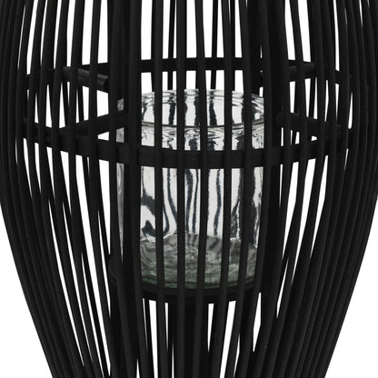 Hanging Candle Lantern Holder Bamboo Black 60 cm