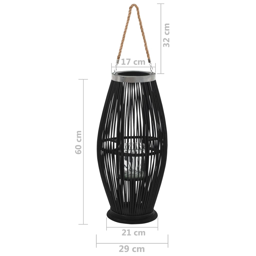 Hanging Candle Lantern Holder Bamboo Black 60 cm