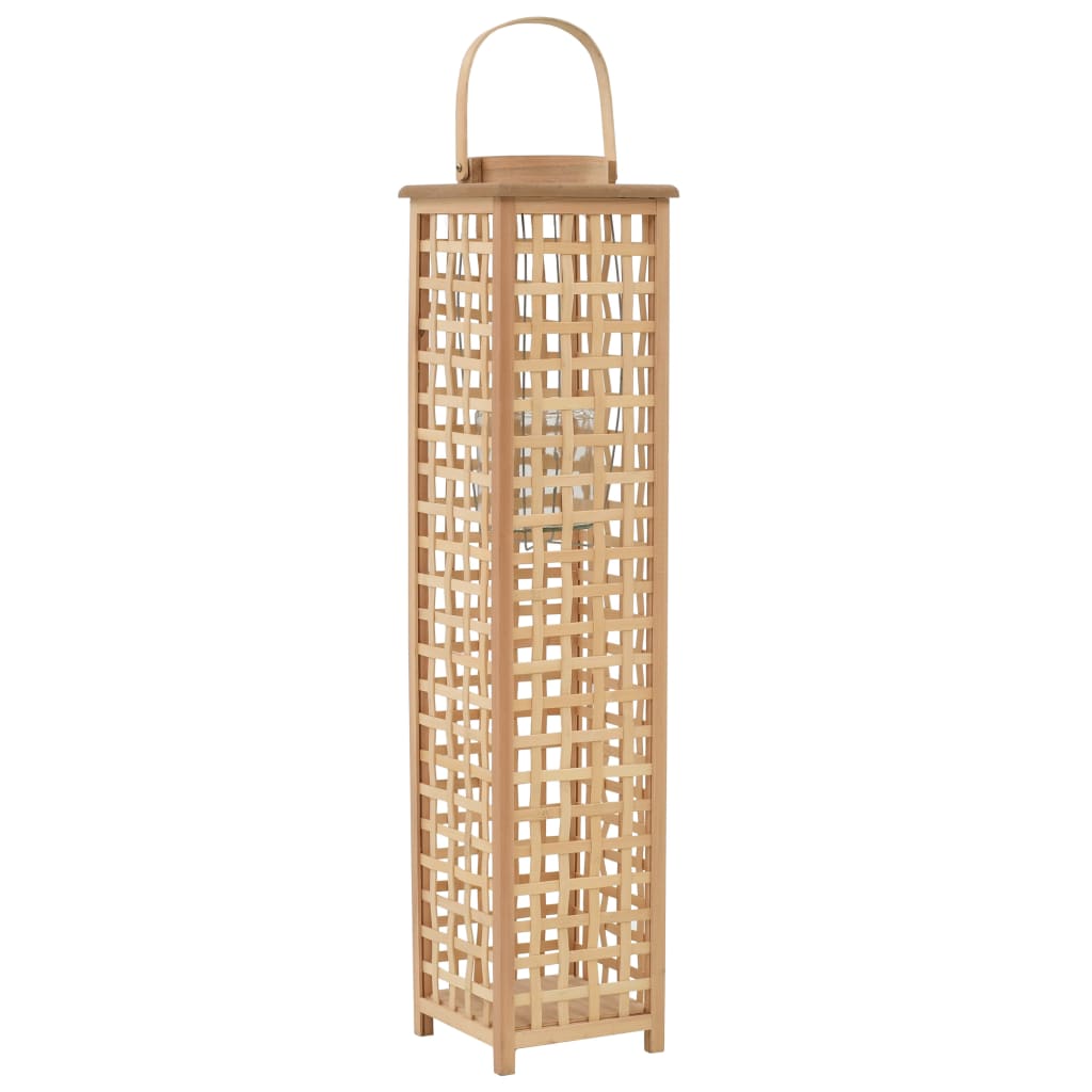 Hanging Candle Lantern Holder Bamboo Natural