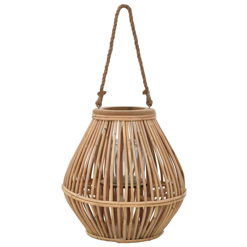 Hanging Candle Lantern Holder Wicker Natural