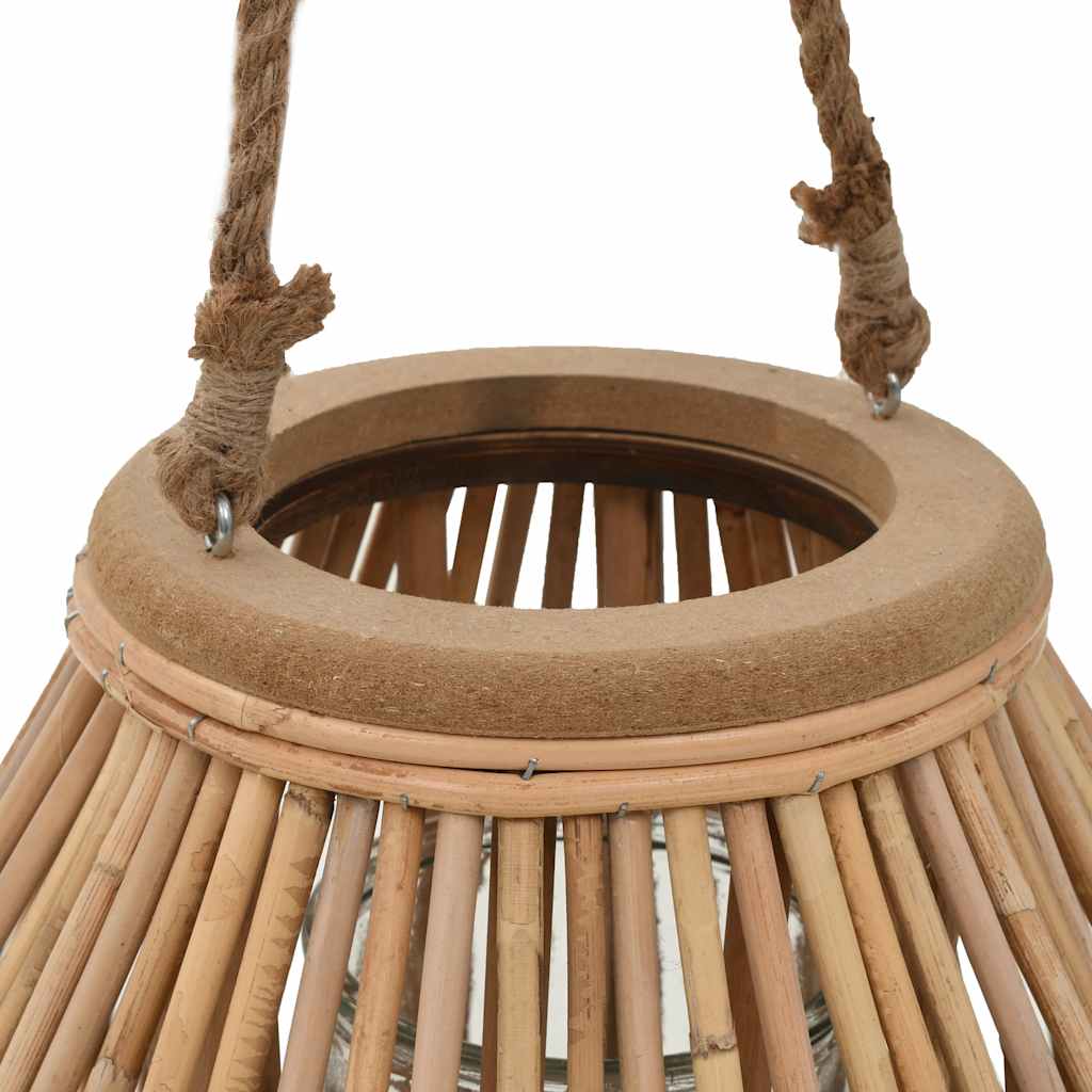 Hanging Candle Lantern Holder Wicker Natural