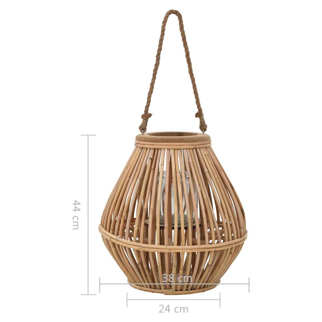 Hanging Candle Lantern Holder Wicker Natural