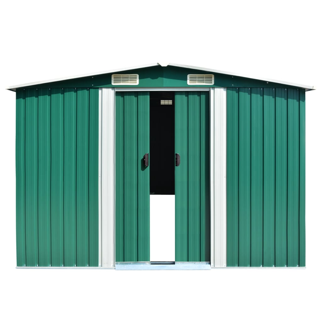 Garden Shed 257x489x181 cm Metal Green