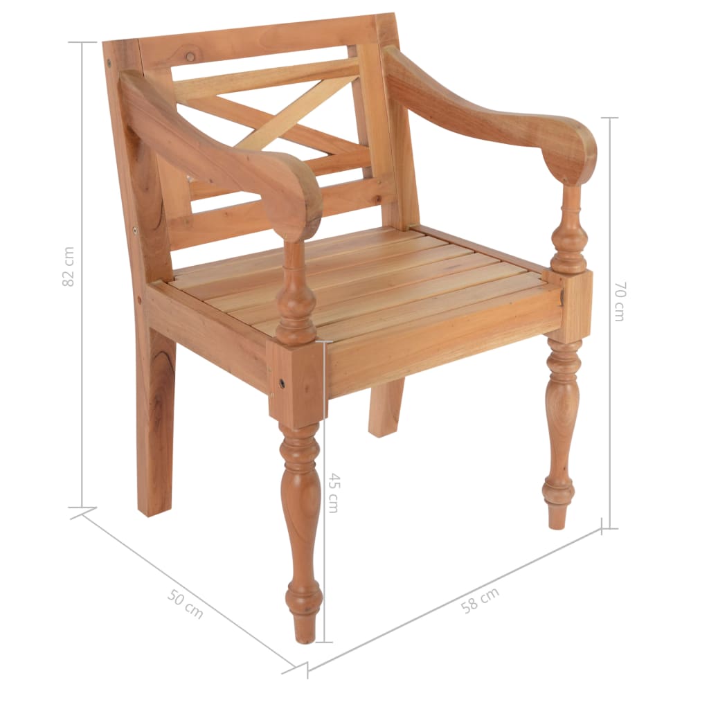 Batavia Chairs 2 pcs Light Brown Solid Mahogany Wood