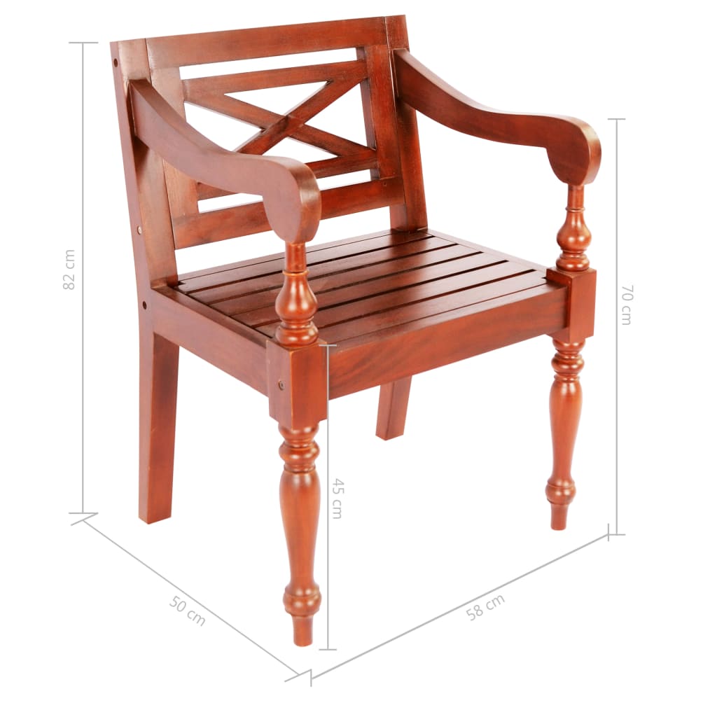 Batavia Chairs 2 pcs Dark Brown Solid Mahogany Wood