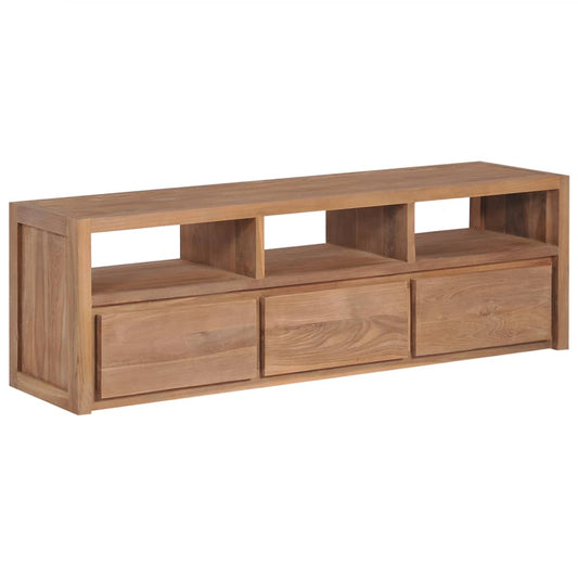 TV Cabinet Solid Teak Wood with Natural Finish 120x30x40 cm