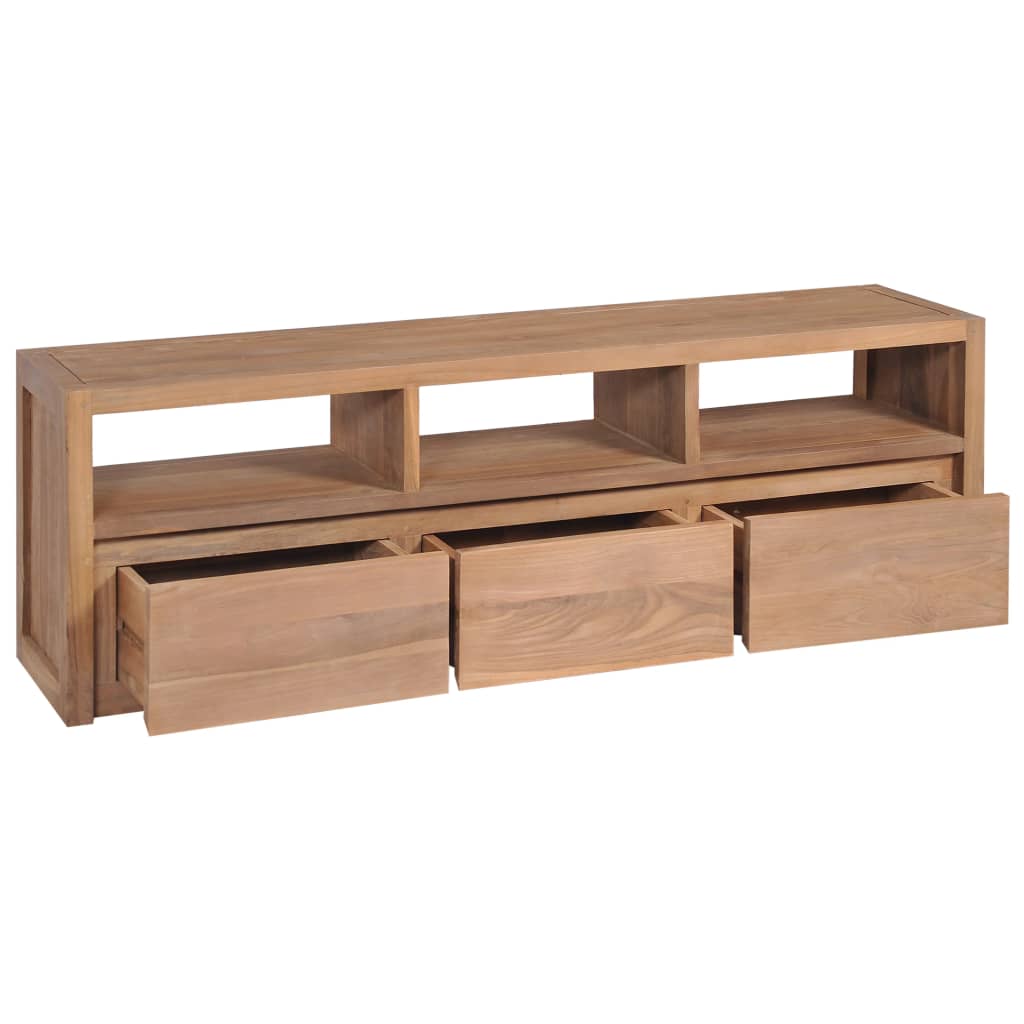 TV Cabinet Solid Teak Wood with Natural Finish 120x30x40 cm