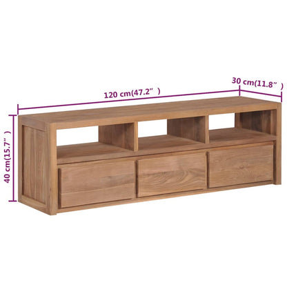 TV Cabinet Solid Teak Wood with Natural Finish 120x30x40 cm