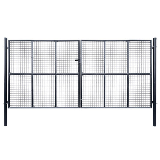 Mesh Garden Gate Galvanised Steel 400x175 cm Grey