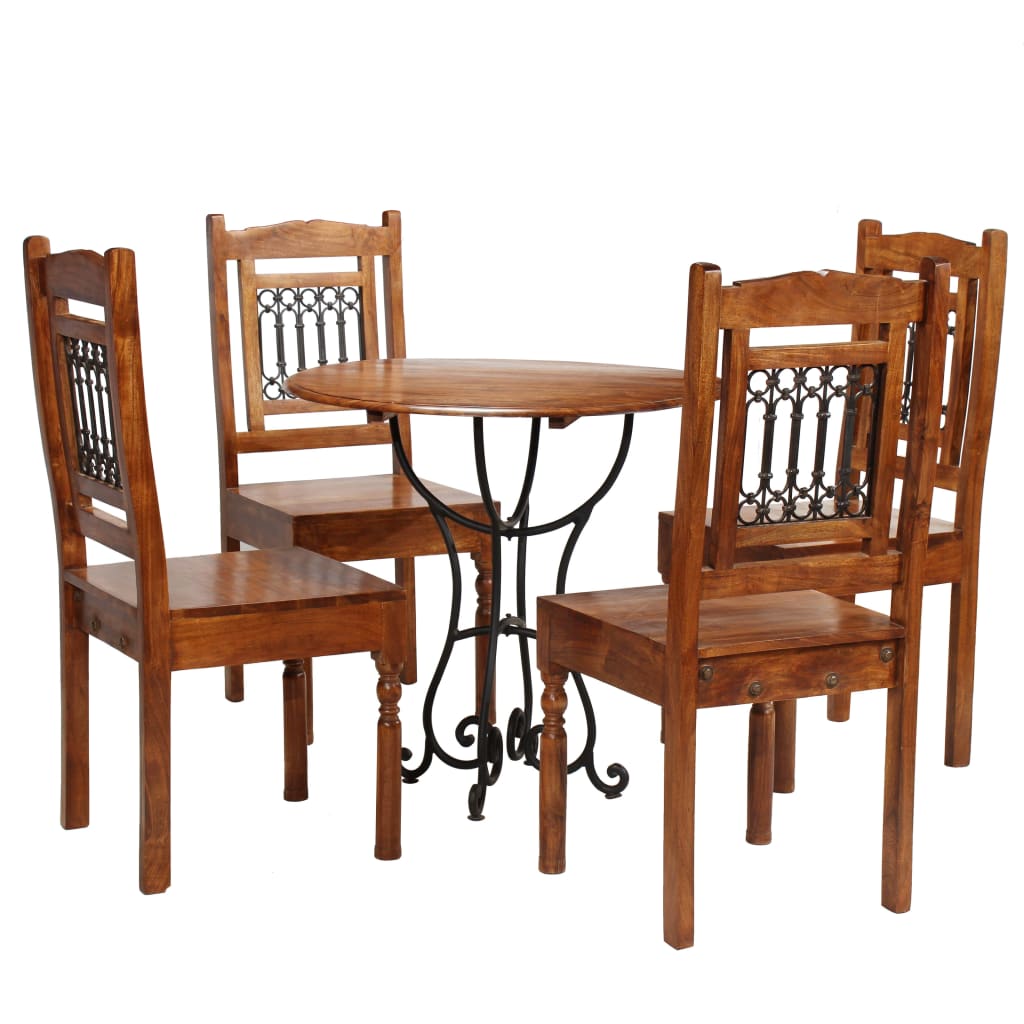 Dining Table Set 5 Pieces Solid Acacia Wood