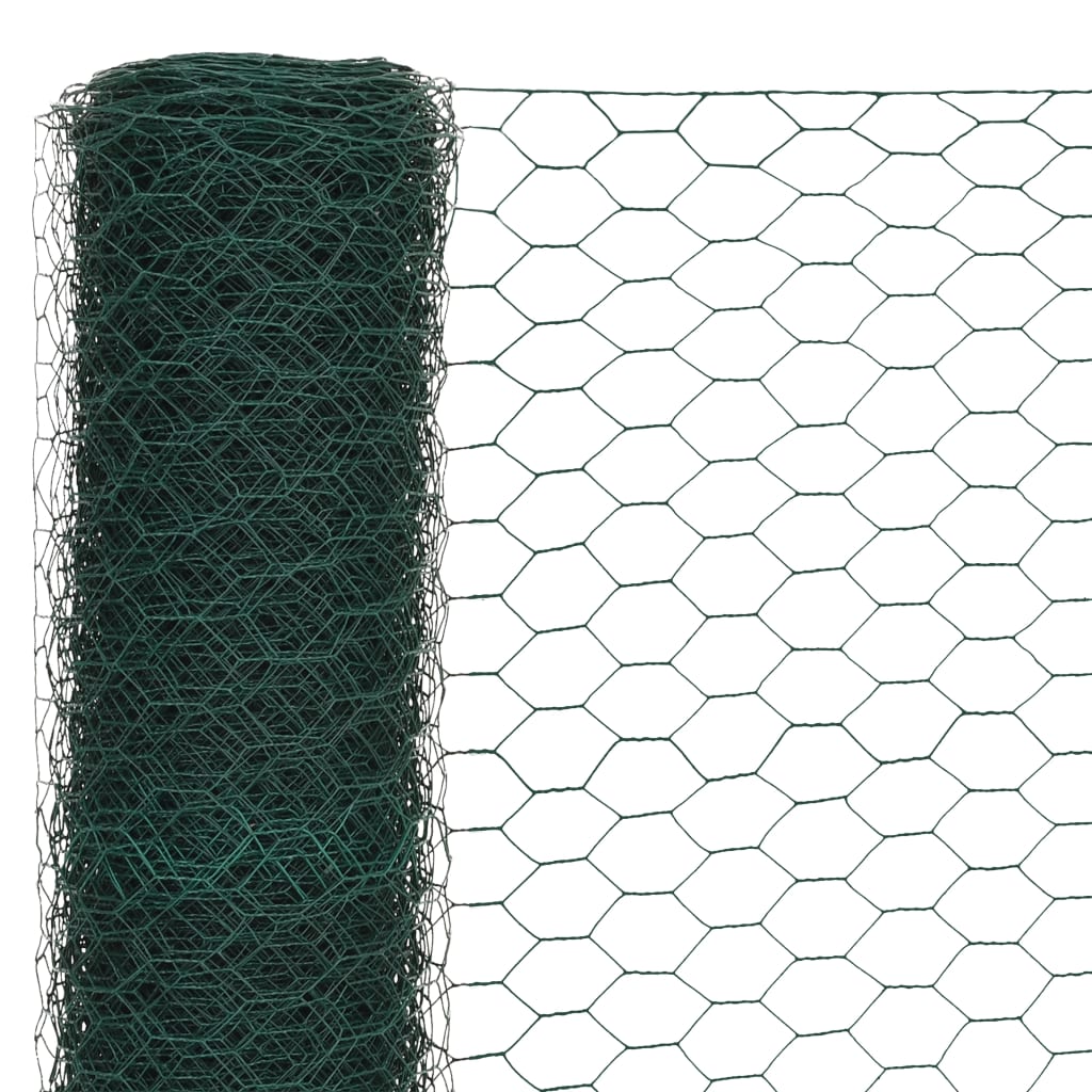 Chicken Wire Fence Steel with PVC Coating 25x1.5 m Green