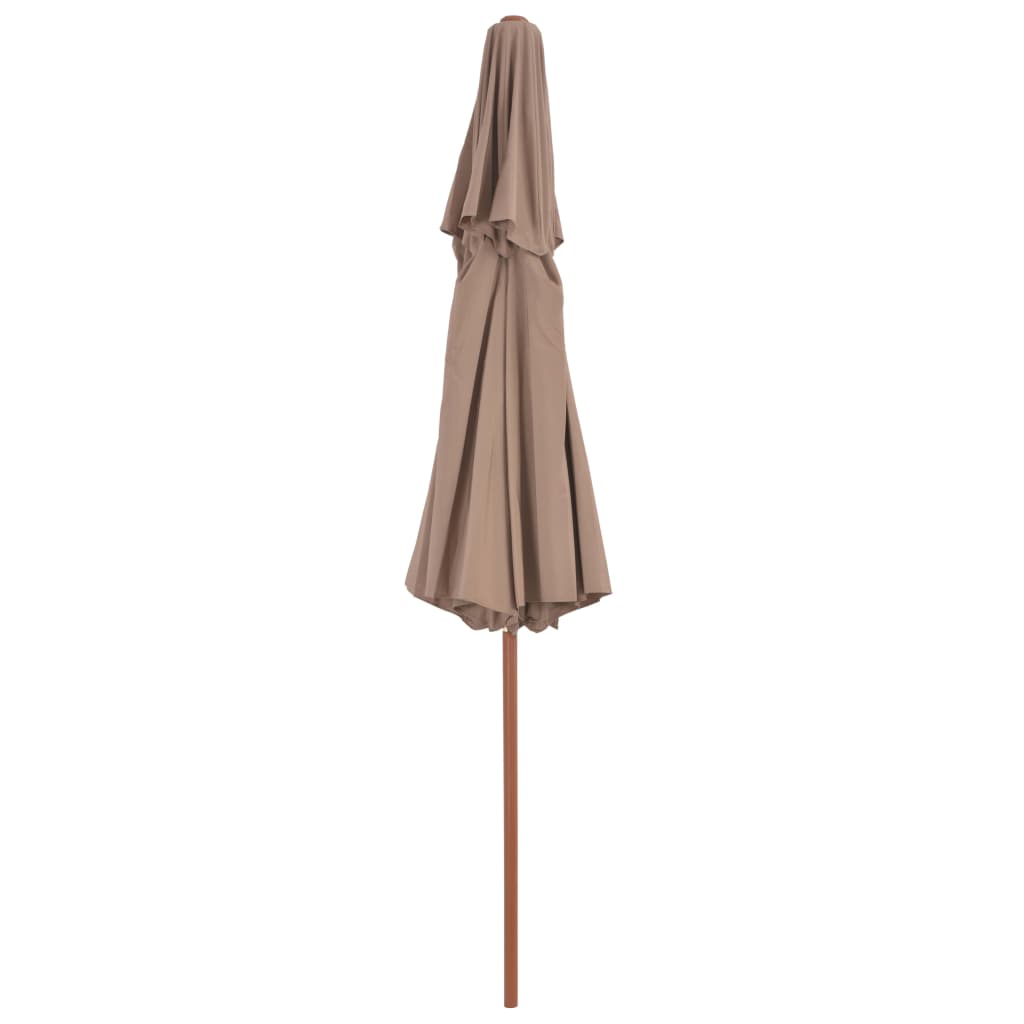 Double Decker Garden Parasol with Wooden Pole 270 cm Taupe