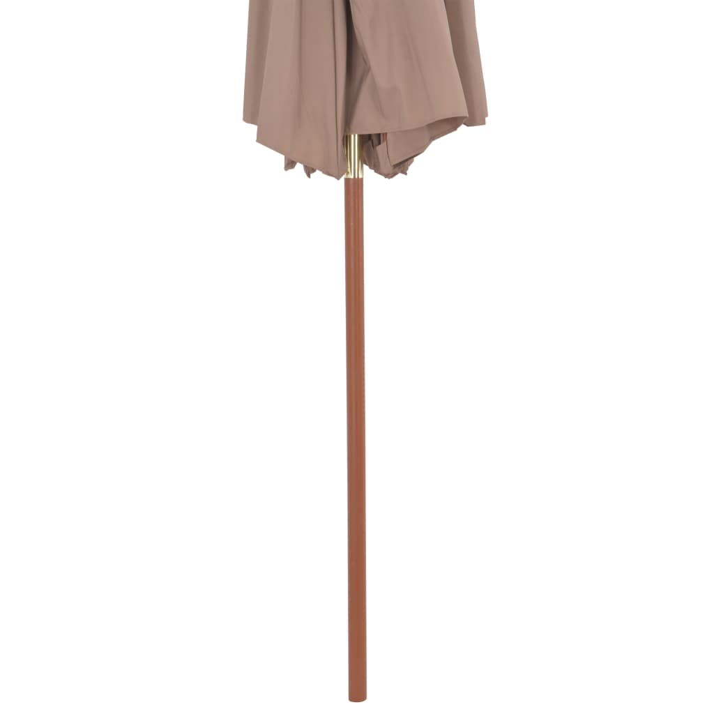 Double Decker Garden Parasol with Wooden Pole 270 cm Taupe