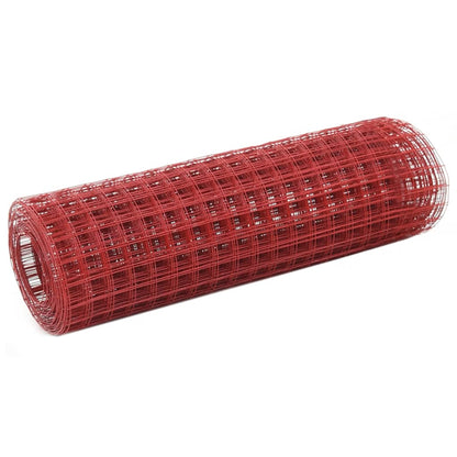 Chicken Wire Fence Steel with PVC Coating 10x0.5 m Red