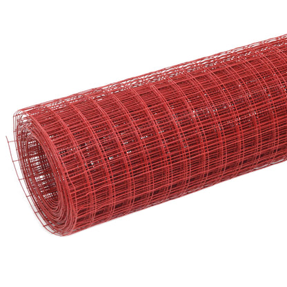 Chicken Wire Fence Steel with PVC Coating 10x0.5 m Red