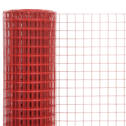 Chicken Wire Fence Steel with PVC Coating 10x1.5 m Red