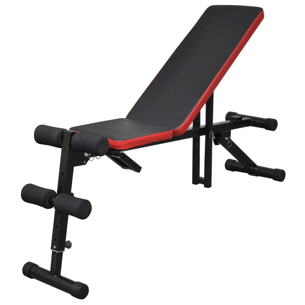 Adjustable Sit-up Bench with Barbell and Dumbbell Set 60.5 kg