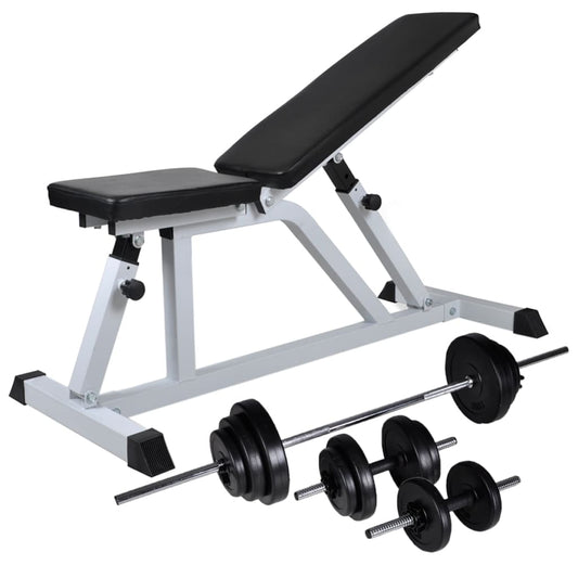 Workout Bench with Barbell and Dumbbell Set 30.5 kg