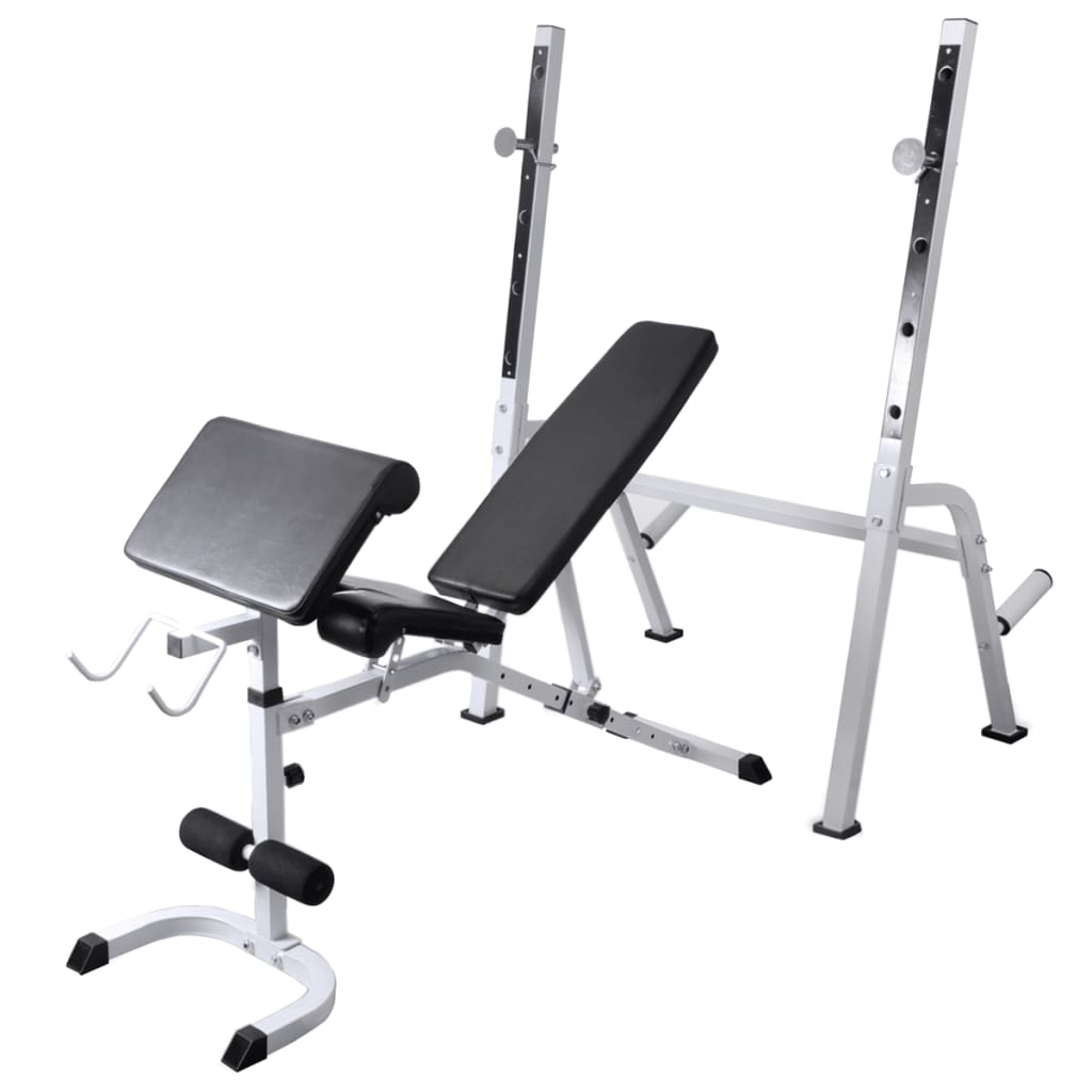 Workout Bench with Weight Rack, Barbell and Dumbbell Set 90 kg