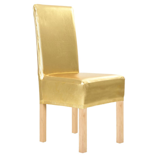 6 pcs Straight Chair Covers Stretch Gold