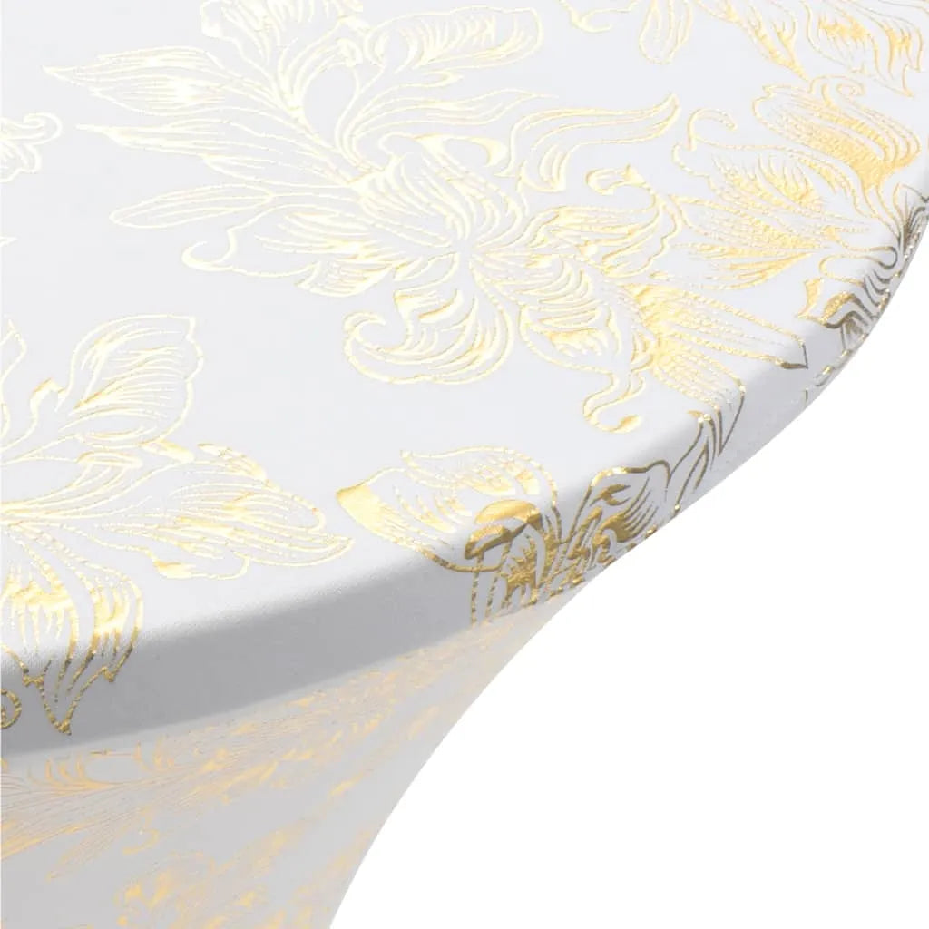 2 pcs Table Covers Stretch 70 cm White with Golden Print