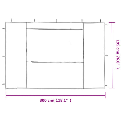 Party Tent Sidewall 2 pcs with Window PE White