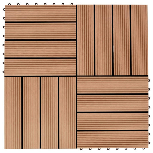 11 pcs Decking Tiles WPC 30x30 cm 1 sqm Teak Colour