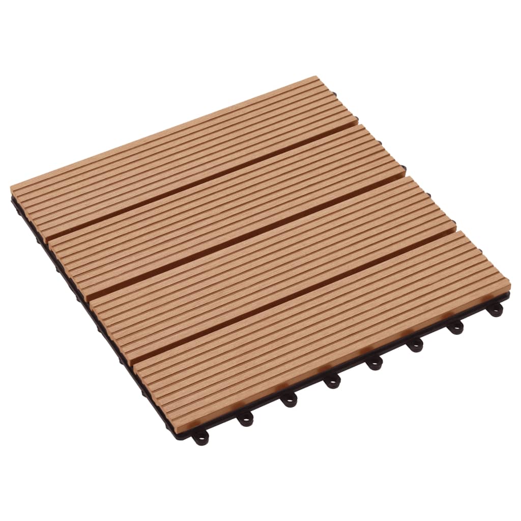 11 pcs Decking Tiles WPC 30x30 cm 1 sqm Teak Colour