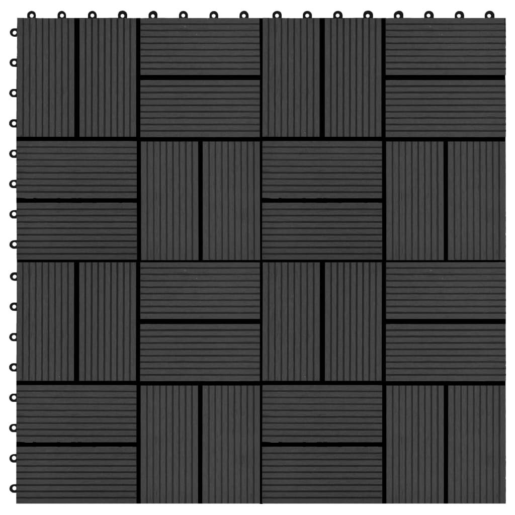 11 pcs Decking Tiles WPC 30x30 cm 1 sqm Black