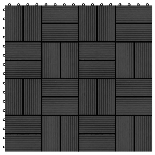 11 pcs Decking Tiles WPC 30x30 cm 1 sqm Black